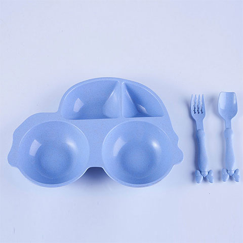 Wheat Straw Cartoon Car Partition Plate - Blue