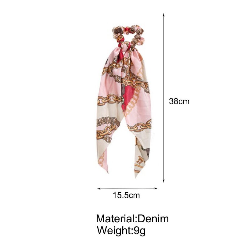 Womens Long Silk Cloth Ponytail Scrunchies Hair Tie - 44 Pink