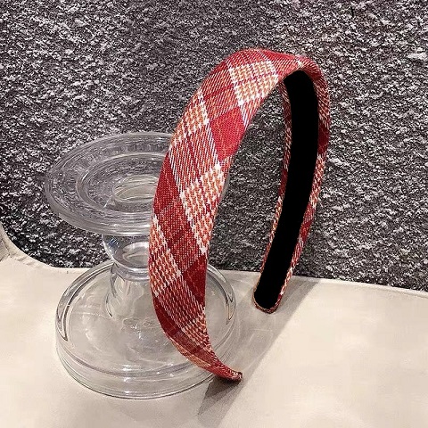 Women's Vintage Plaid Headband - Red